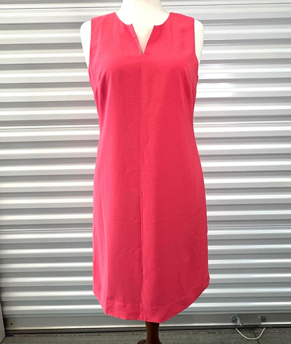 J.Crew Dress, Guava Red Shift, Sleeveless, Split Neck, Women’s Size 10 NWT